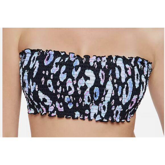 SALT + COVE Juniors Animal Smocked Bandeau Bikini Top sz XL Swimwear - Picture 3 of 3